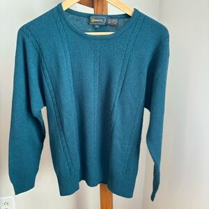 Vintage Glenover Medium 100% Cashmere Aqua Blue Crew Neck Sweater